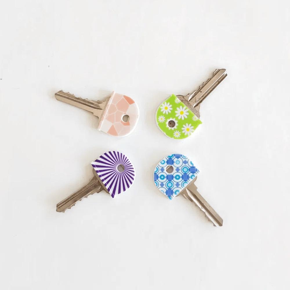 5 Random Color Floral Silicone Key Caps Creative Key Identifier Anti-Slip Key Protective Cover