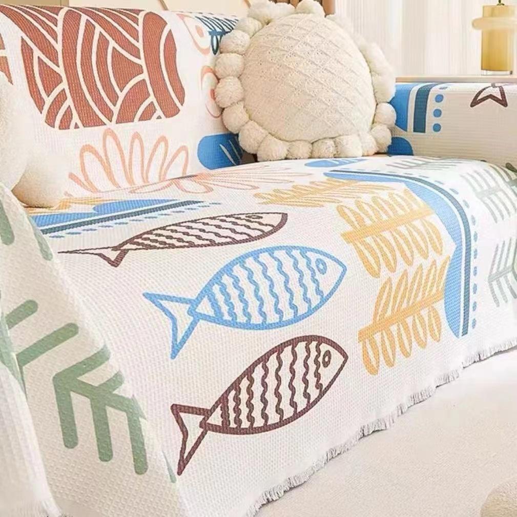 Универсальное одеяло для дивана в скандинавском стиле, нескользящий тканевый чехол, полностью покрытый чехол, диванная подушка, песочный, универсальный, можно стирать в машине, четыре сезона