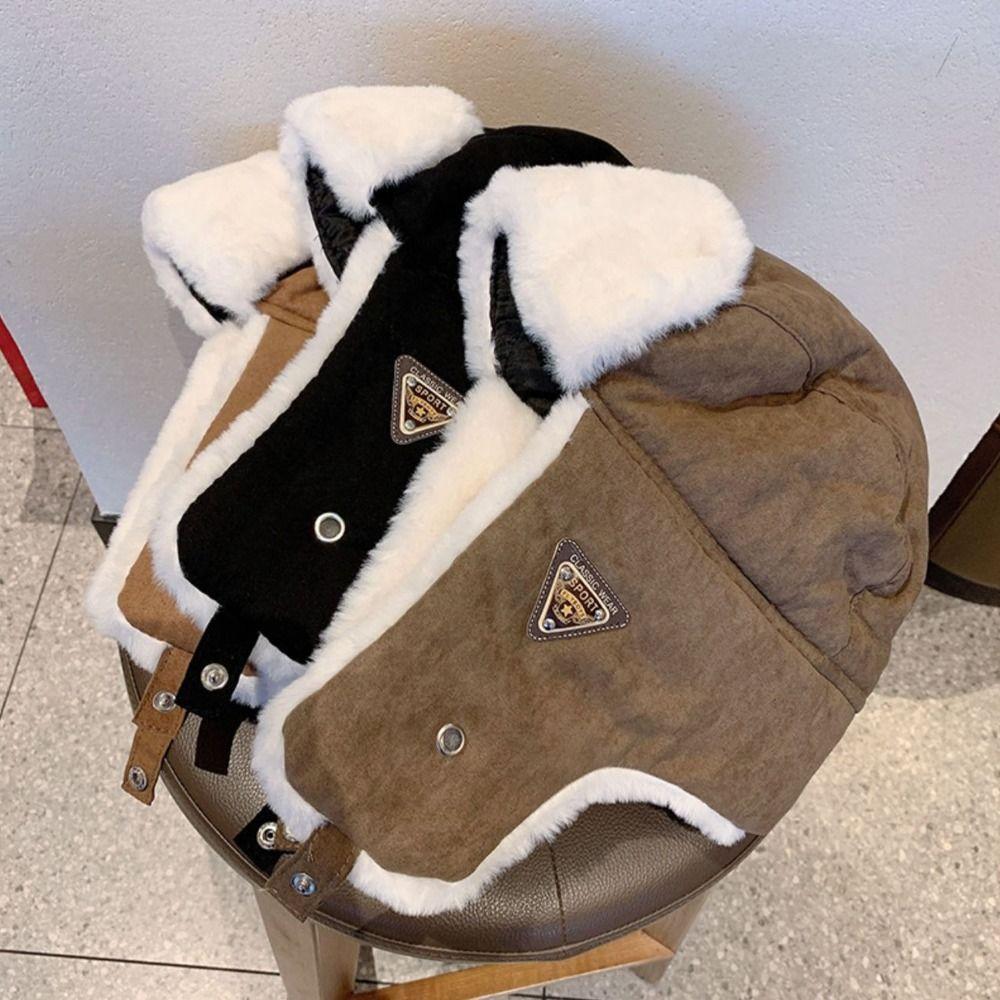 Windproof Winter Bomber Hats Ear Protection Warm Snow Cap OutdoorsThick Balaclava for Men