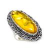 Natural Baltic Amber Gemstone 925 Sterling Silver Jewelry Ring Size 8 P6i32