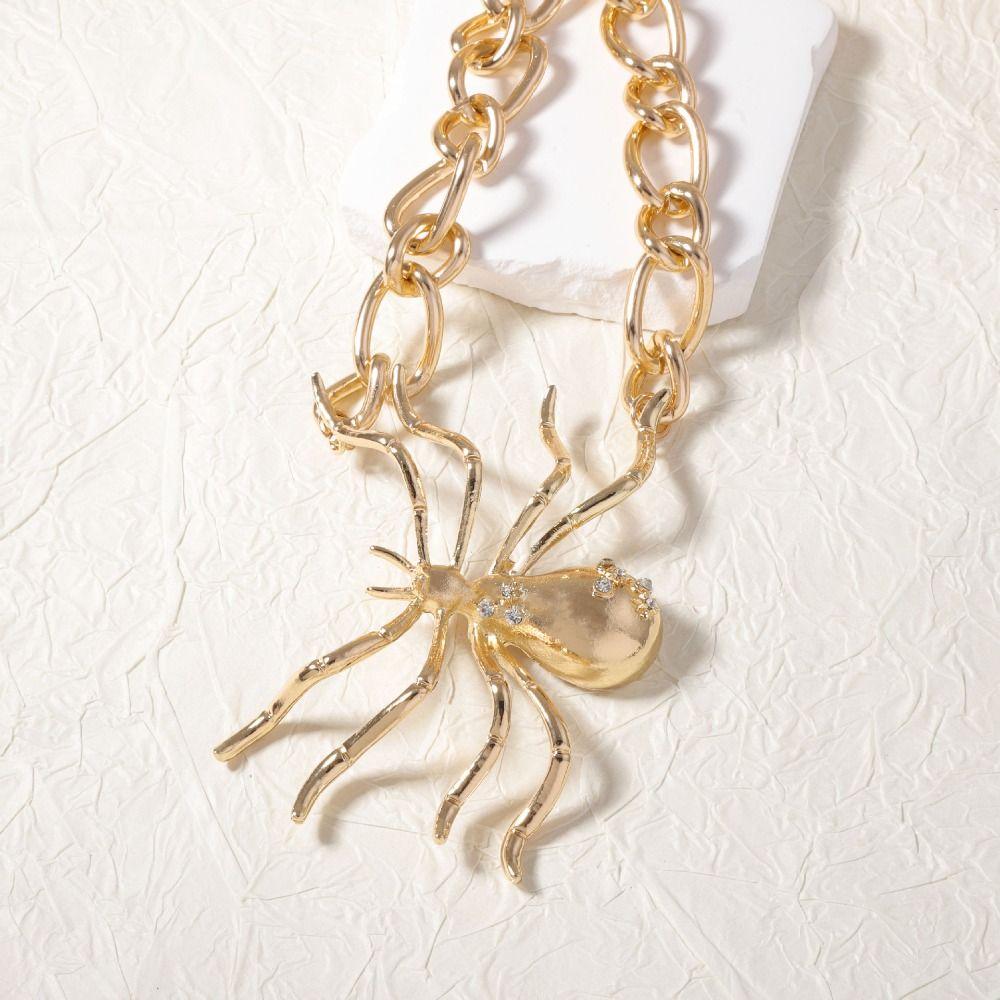 Brooch Spider Necklace Pin Insect Ear Studs Chic Exaggerated Spider Jewelry Set  Girls