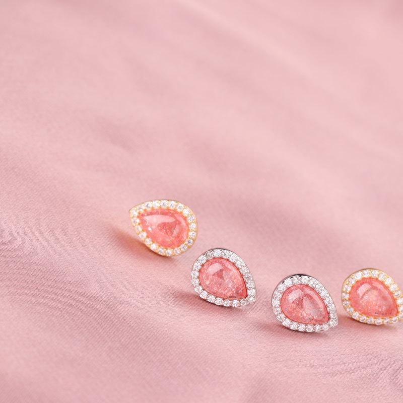 Серьги-капли с кристаллами клубники Легкие роскошные серьги Легкие роскошные серьги Темперамент