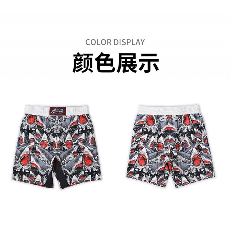 MMA Boxing Muay Thai Training Shorts Men - Shark Print Fight Gear Quick Dry Combat S To 3XL