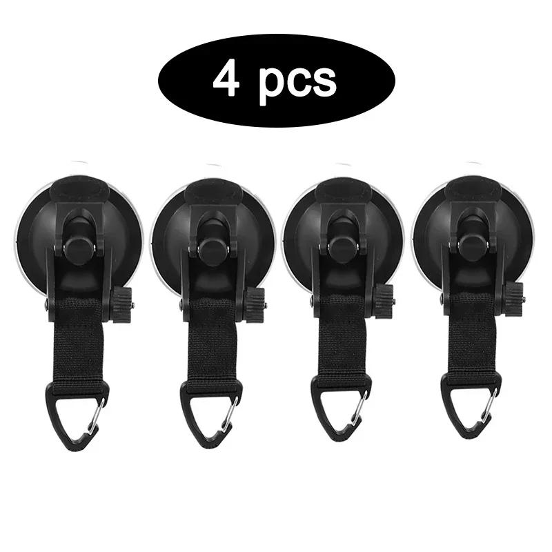 4Pcs Car Tent Suction Cups Buckle Side Round Triangular Awning Anchors Outdoor Camping Tent Suckers Anchor Securing Hook Black