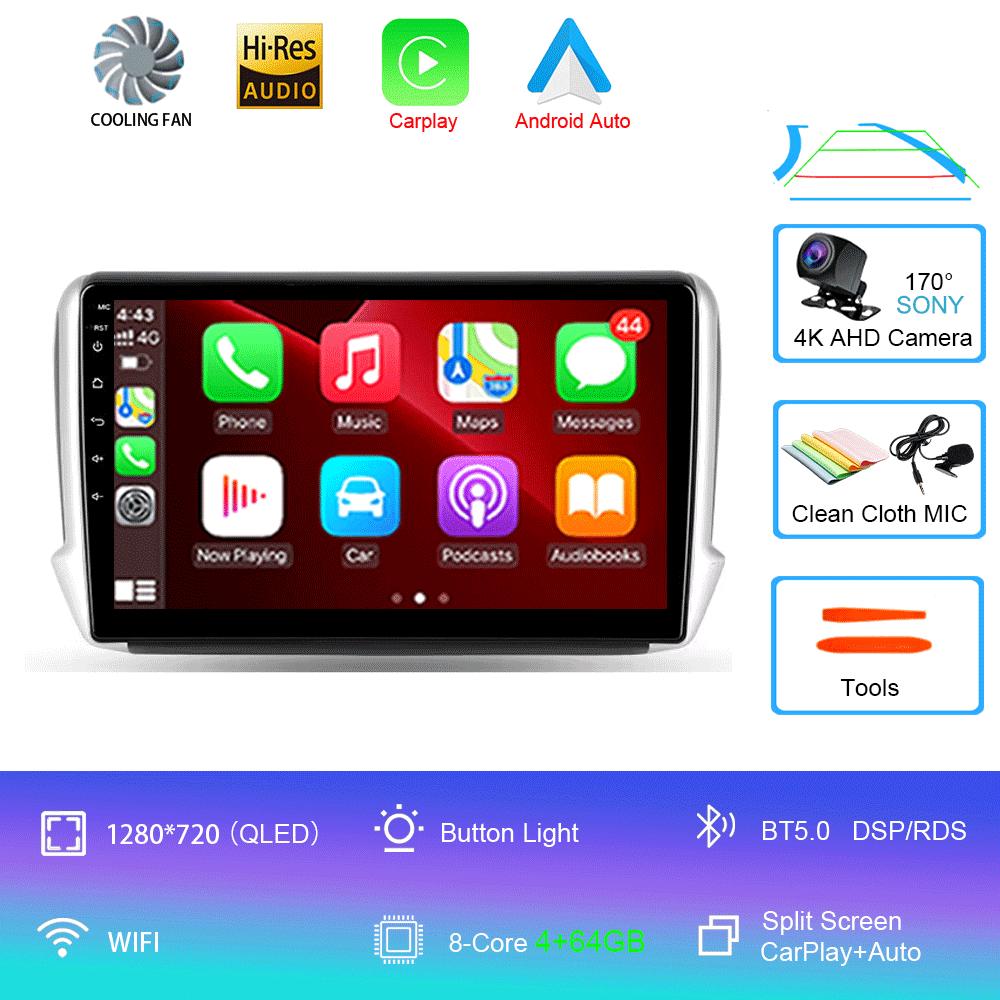 Car Radio Android 14 Carplay For Peugeot 2008 208 Multimedia System 2012 - 2018 Navigation GPS Multimedia Player WiFi+4G stereo