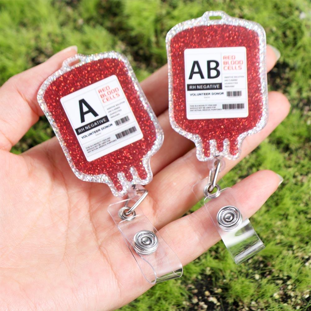 ABS Выдвижной бейдж-катушка Легко вытягиваемая пряжка Противопотерянный Форма капли крови Зажимы Держатель ID медсестры Брелок для ключей