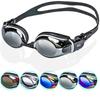 AX Swimming Goggles with Nose and One Size Fits Most Mirror, Anti-Fog, Strap, Case, Unisex, (Silver)