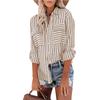 Women's Spring and Summer Washed Striped Single-breasted Long-sleeved Shirt Female