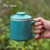 450ml Turquoise Green Glaze Ceramic Coffee Cup Office Water Cup Filter Tea Cup with Cover Cups and Mugs Caneca Birthday Gifts