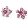 Les Trésors De Lily [I3705] - Silver Pink 'Hibiscus' Earrings (rhodium-plated) - 10x9 Mm