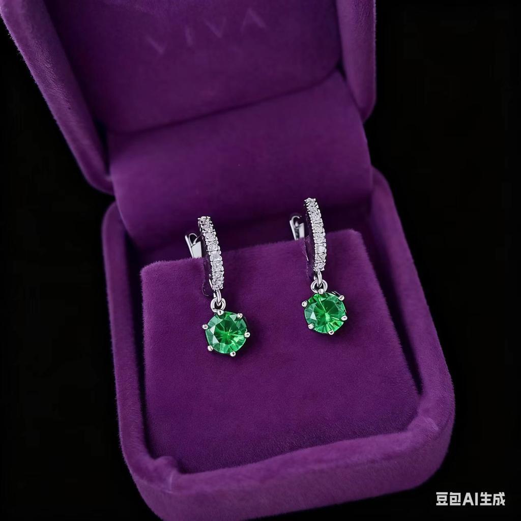 Серьги Красный Корунд Один Карат Синяя Острая Кристаллическая Застежка для Уха Женские Микро-Инкрустация Шестизубчатая Мода Культивация Цветные Драгоценные Серьги