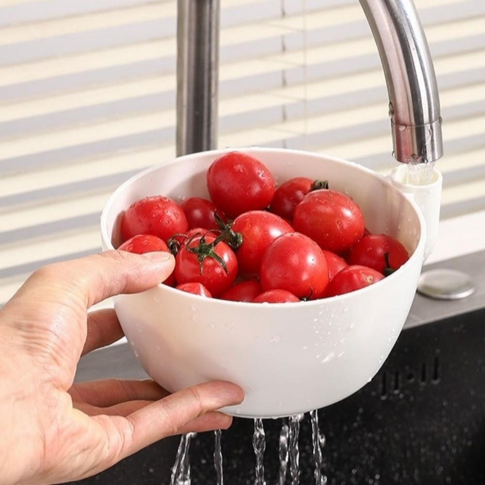 Rotating Automatic Fruit Wash Bowl Fast Draining Berry Rinse Basin Outdoor Picnic