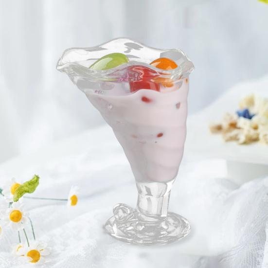 Summer Ice Cream Cup Clear Thick Dessert Bowls for Sundae Fruit Pudding Milkshakes Reusable Snacks Condiments Container for Home Party