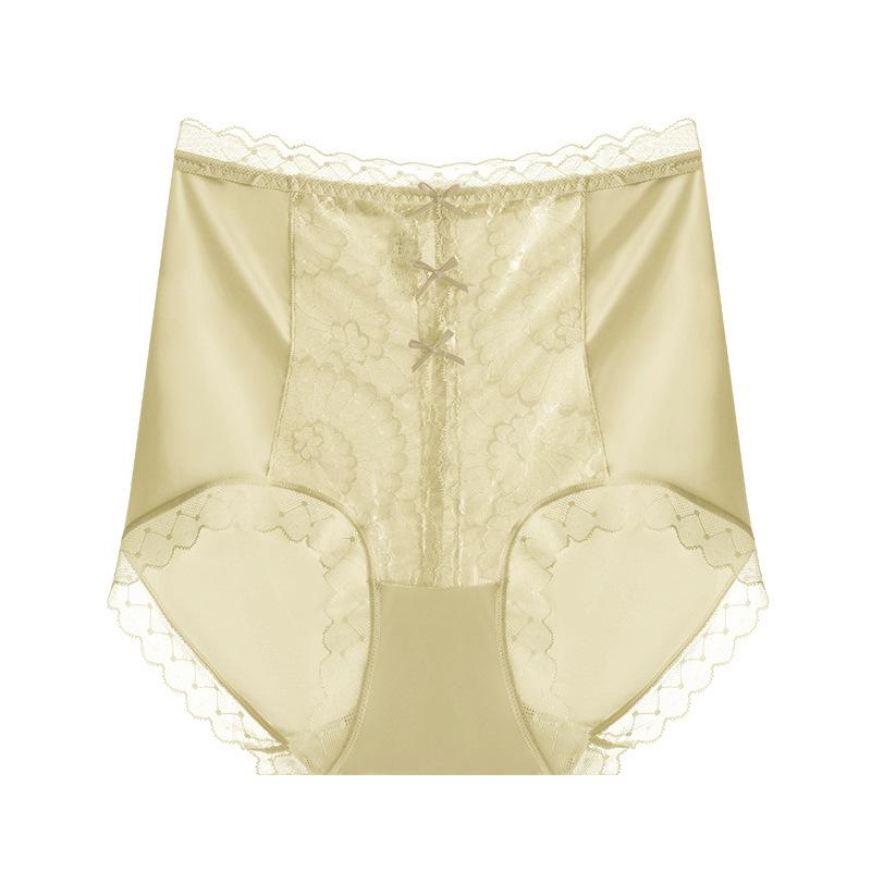 Женское нижнее белье с высокой талией, утягивающие ягодицы, легкие роскошные атласные трусы, бесшовные трусики из ледяного шелка Mulberry Silk Crotches