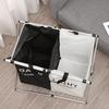 Foldable Aluminum Frame Double Compartment Laundry Basket with Handles 