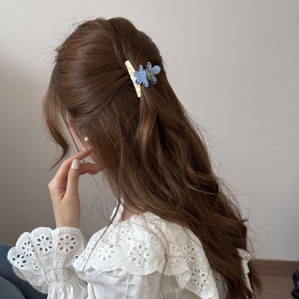 Colorful Acetic Acid Hair Claw Floral Design Acetate Shark Clip Flower Hair Clip Streetwear