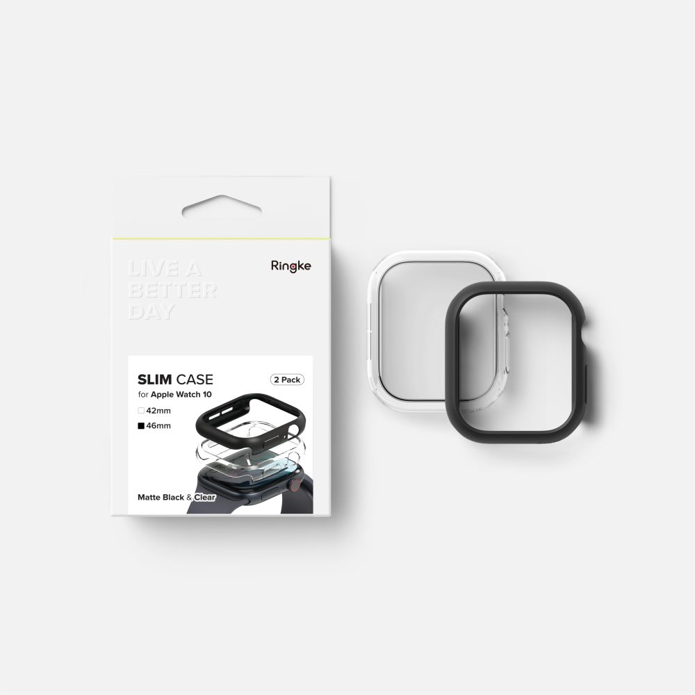 Ringke Slim 2-Pack Apple Watch 10 (46 Mm) Clear & Matte Black