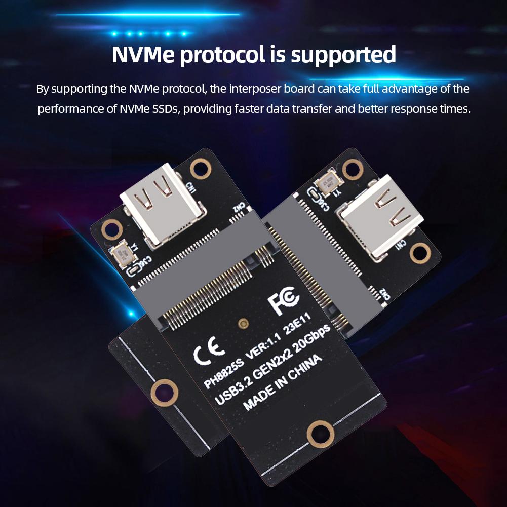 Плата-конвертер NVME ASM2364 M.2 в Type C Конвертер SSD Адаптерная плата USB3.2 Gen2x2 2000 МБ/с для SSD 2230/42/60/80 Прямая поставка
