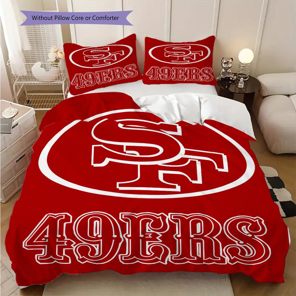 San Francisco 49ers Pattern Bedding Quilt Set Quilt Cover Pillowcase Home Decoration Birthday Gift (1 * duvet cover + 2 * pillowcase, without core)