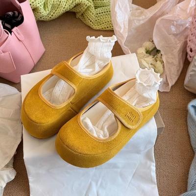 Версия из мягкой кожи~ толстая подошва простое увеличение роста мягкая подошва 2025 весна новинка универсальный круглый носок голова тапочки цвет бокен женские