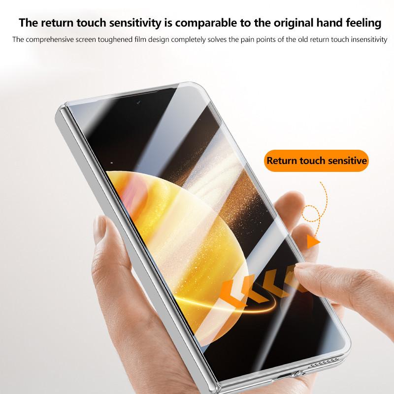 Electroplated Hinge Transparent Phone Case for Honor Magic V3 Metal Lens Holder with Tempered Film Shockproof Holder Business Cover