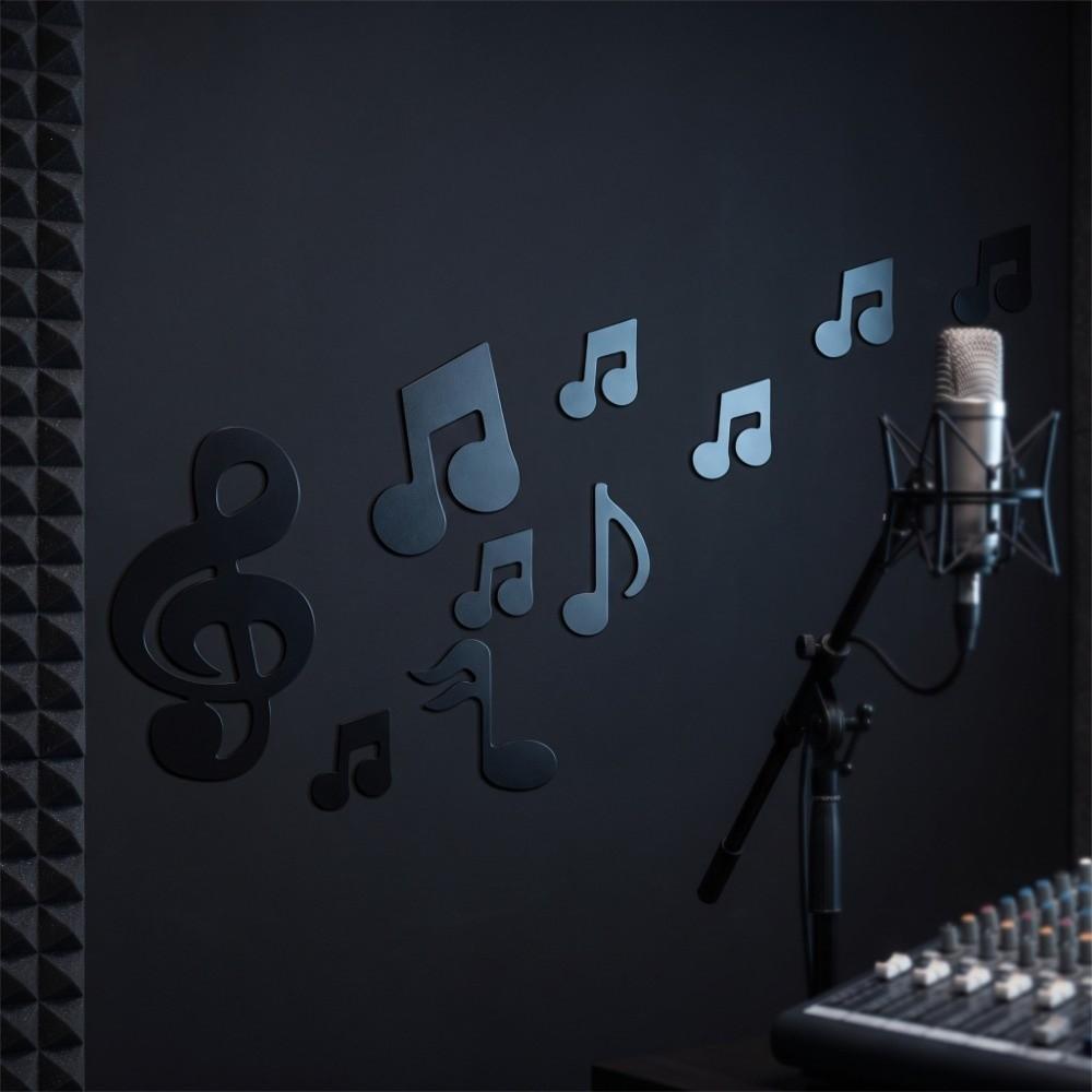 3D Look Mirror Wall Sticker Mirror Finish Wall Art Decal Music Note Wall Sticker Wall Background