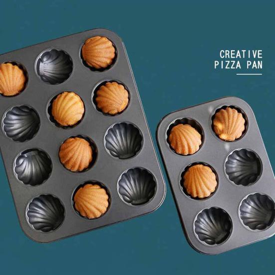 Cake Mold 6/12 Cavity Food Grade Seashell Shape Non-stick DIY Carbon Steel Muffin Cupcake Pan Bakeware Kitchen Supplies