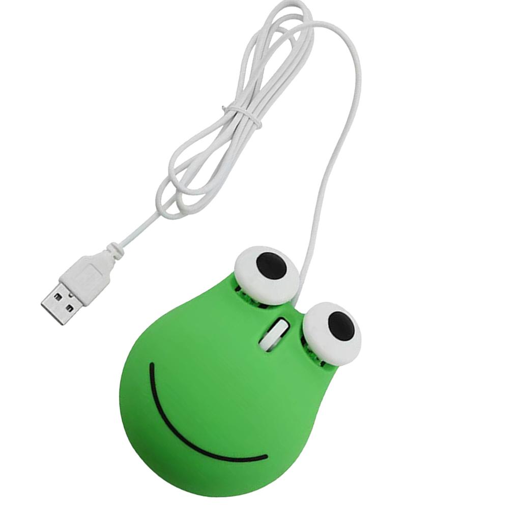USB-мышь с проводом, милая, для детей, эргономичный дизайн, форма зеленой лягушки, проводная компьютерная мышь для ноутбука, ПК