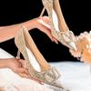 Women Rhinestone Wedding Shoes New Luxury Buckle Decorative Banquet Heels Women Fashion Elegant Sexy High Heels Shoes for Women