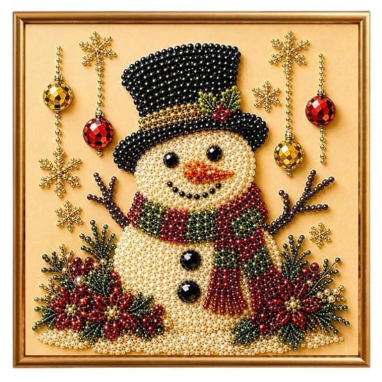 Sparkling 3D Painting Canvas DIY Christmas Faux Pearl Art Kit with Frame, Santa Stress Relief Crafting Activities Beads Craft for Adults Beginner,