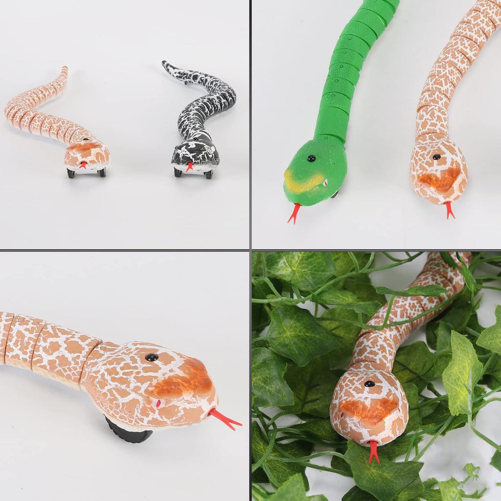 RC Snake Toy Retractable Tongue Swinging Tail Sliding Motion USB Rechargeable Snake Scary Toy