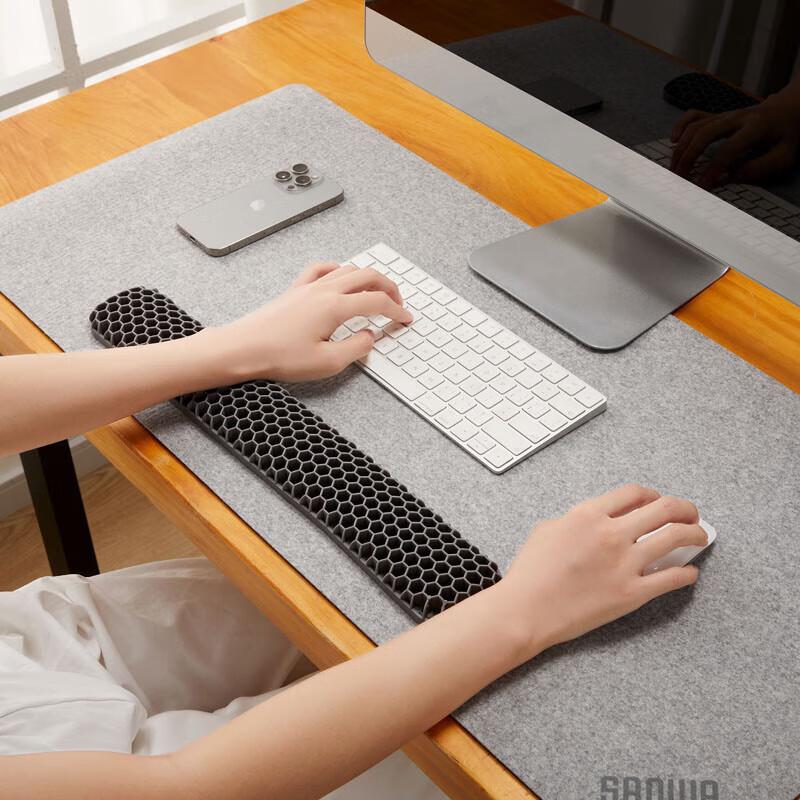 High-Elastic TPE Keyboard Wrist Rest, Breathable Honeycomb Structure, Protective Pad for Expert Wrist, Squeeze-Play And Washable, 445*70*25mm
