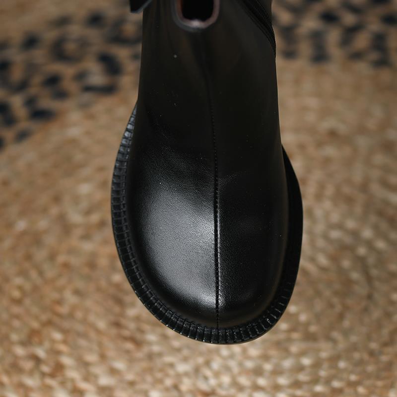 Новые осенние короткие сапоги женские ретро на высоком каблуке зимние кожаные женские сапоги женские сапоги на толстом каблуке сапоги на платформе