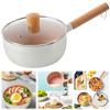 Healthy Non Stick Saucepan with Lid and Pour Spout Wooden Handle 18cm Versatile Cooking Pot for Home Kitchen
