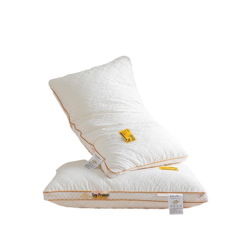 Подушки для поддержки шеи из соевых волокон класса А с наволочками, Несминаемые, 48x74 см, Комплект из 2 шт.