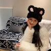 Elastic Knitted Plush Hat Solid Color Winter Outdoor Warm Cap Rabbit Ear Beanies  Winter Season