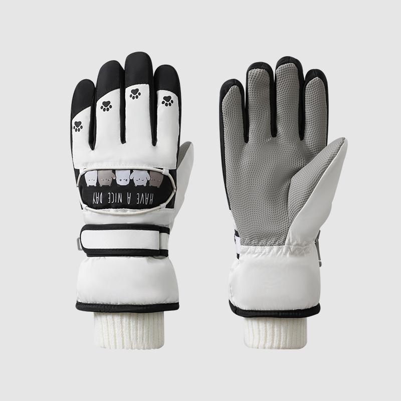 7-12 Years Old Boys and Girls Buckle Strap Anti-slip Waterproof Insulated Winter Warm Ski Gloves