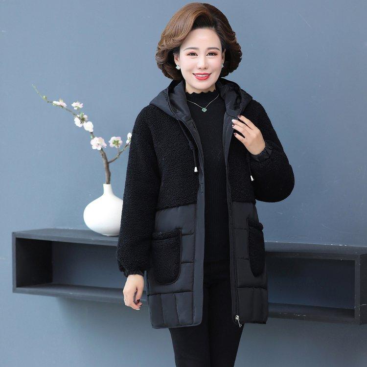 Осенне-зимняя женская теплая куртка средней длины с капюшоном