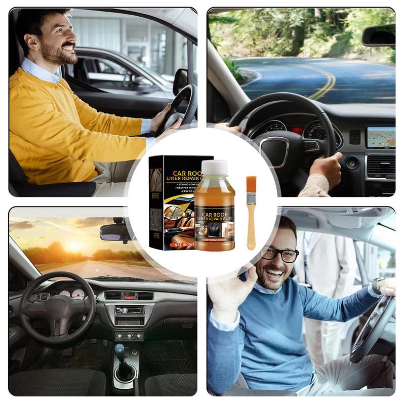 Headliner Repair Glue 100g Car Upholstery Glue Automotive Strong Adhesive with Brush Upholstery Repair for Leather Fabric