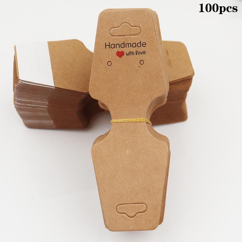 100 шт./лот Карточка для ожерелья Подвеска Сделай сам Ручная работа Складная Для заколки для волос Браслет Дисплей для ювелирных изделий Самоклеящаяся бумага Бирки для подвешивания Карточка