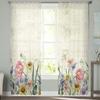 Spring Flowers Plants Wildflowers Sheer Voile Window Curtains Tulle Curtains Living Room Balcony Decoration Drapes