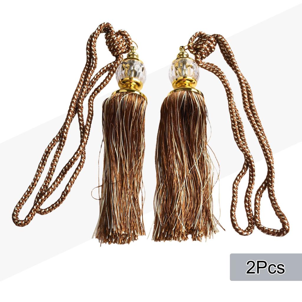 A Pair Of Luxury Curtain Holdbacks With Tassel Tiebacks And Beaded Ball