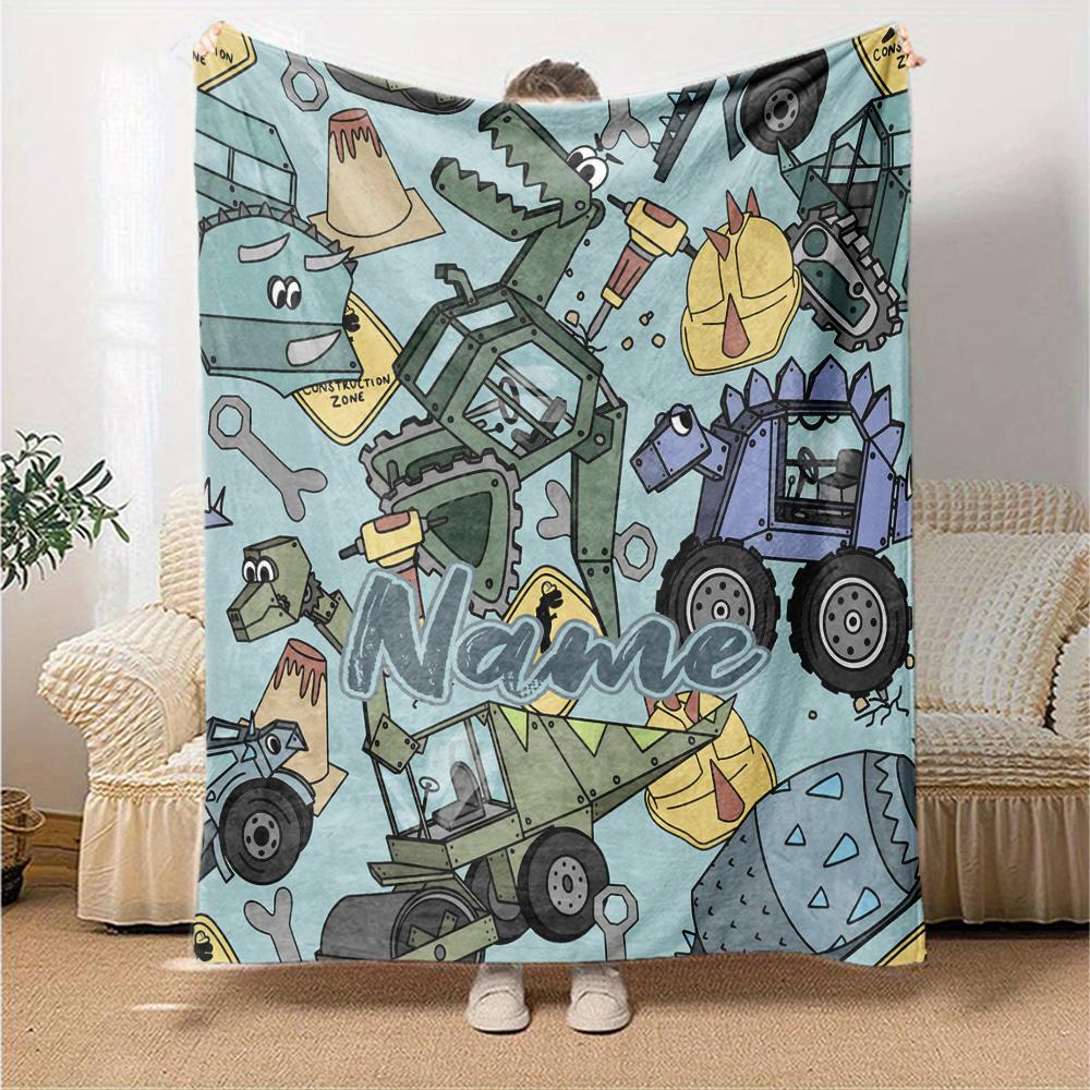 Custom Name Cute cars Theme Printed Blanket - Perfect for Couch, Bed, Travel & Outdoor Use | Machine Washable, Cozy & Durable.
