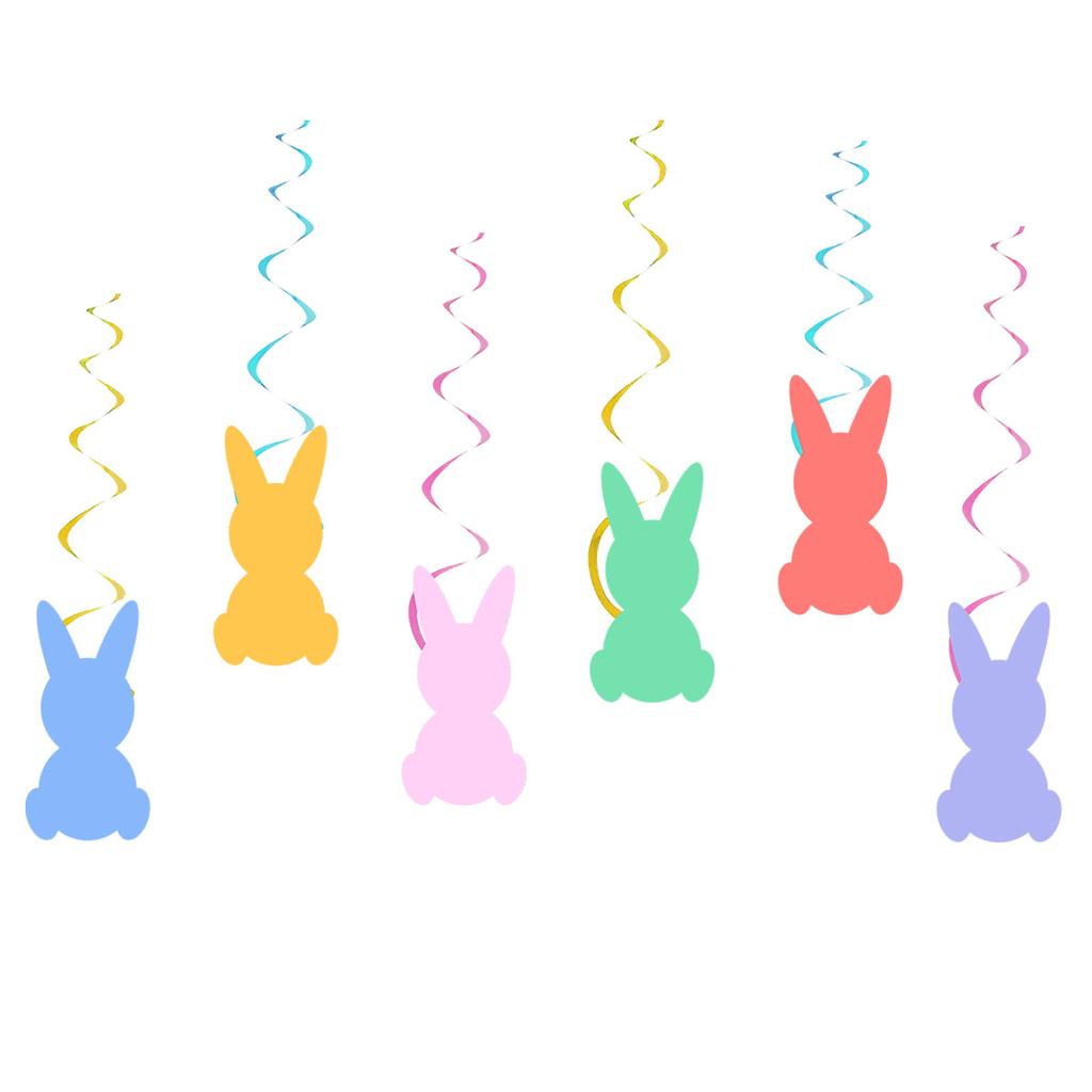 Easter Egg Rabbit Theme Party Pompom Rabbit Flag Spiral Pendant Cake Plug