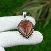 Pear Red Snakeskin Jasper Stone Birthday Sister Bezel Pendant Jewelry 925 Silver
