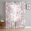 Christmas Watercolor Snowflake Retro Sheer Curtains Modern Gauze Curtain for Living Room Bedroom Voile Yarn Curtains
