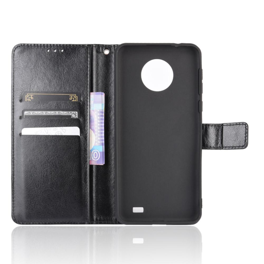 Чехол-бумажник для Oukitel C19 с подставкой и слотами для карт – Ударопрочный, пылезащитный, Бизнес-версия, прочный откидной кожаный чехол