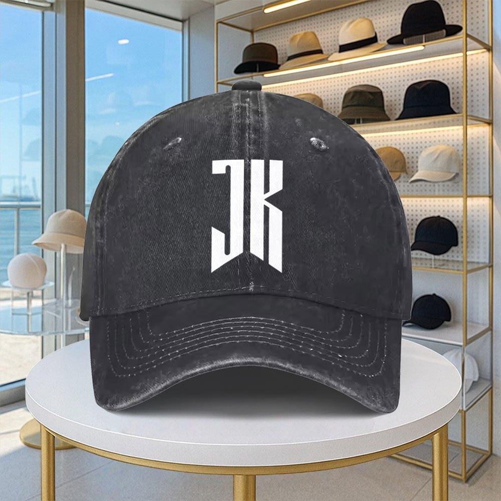 Men Women JK Letter Retro Baseball Cap Adjustable Buckle Strap Lightweight Hat with Iconic JK Curved Brim for Outdoor Spo