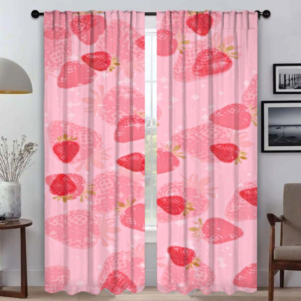Modern Living Room Curtains for Camera Fruit Tulle for Bedroom Shades Partition Window Curtain Blackout Curtains 2 Pieces Child