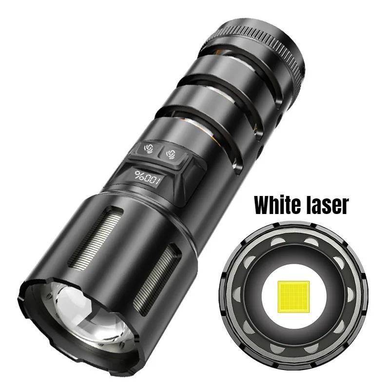 3 In 1 White Laser Flashlight Power Bank Feature IPX4 Waterproof Standard Digital Display Zoom Function Emergency Preparedness High Power